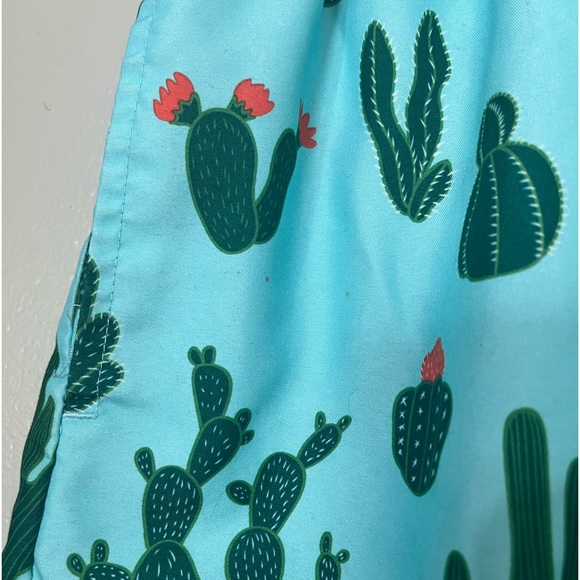 🌻 George | Blue Men’s Swim Shorts with Green Cactus - Picture 5 of 5